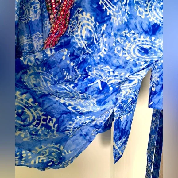 White Waves Silk Blend Kimono Cardigan - One Size NWOT 🌴